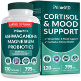 PrimeMD botella 5-en-1 cortisol, diseño compacto para uso diario.