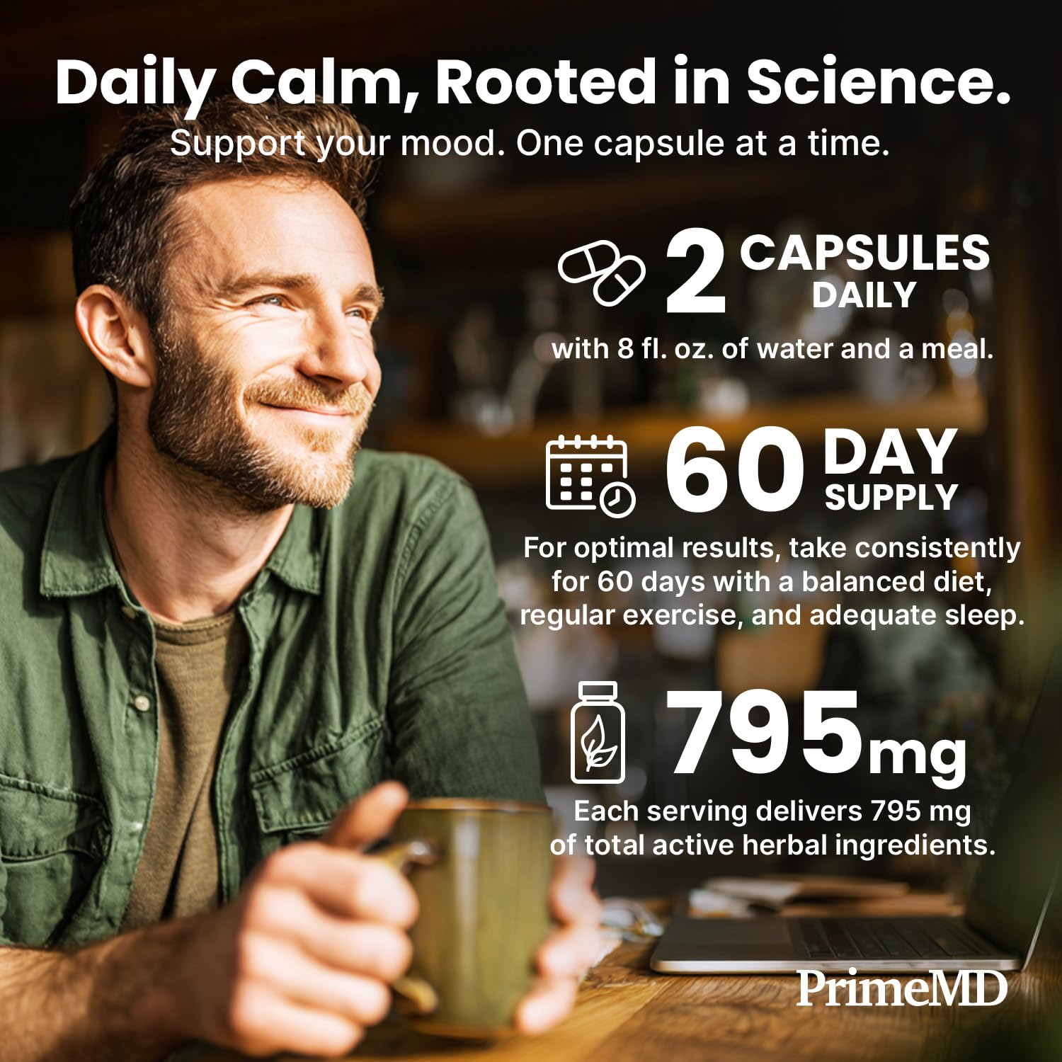 PrimeMD probiótico cápsula: color y forma que sugieren salud intestinal.