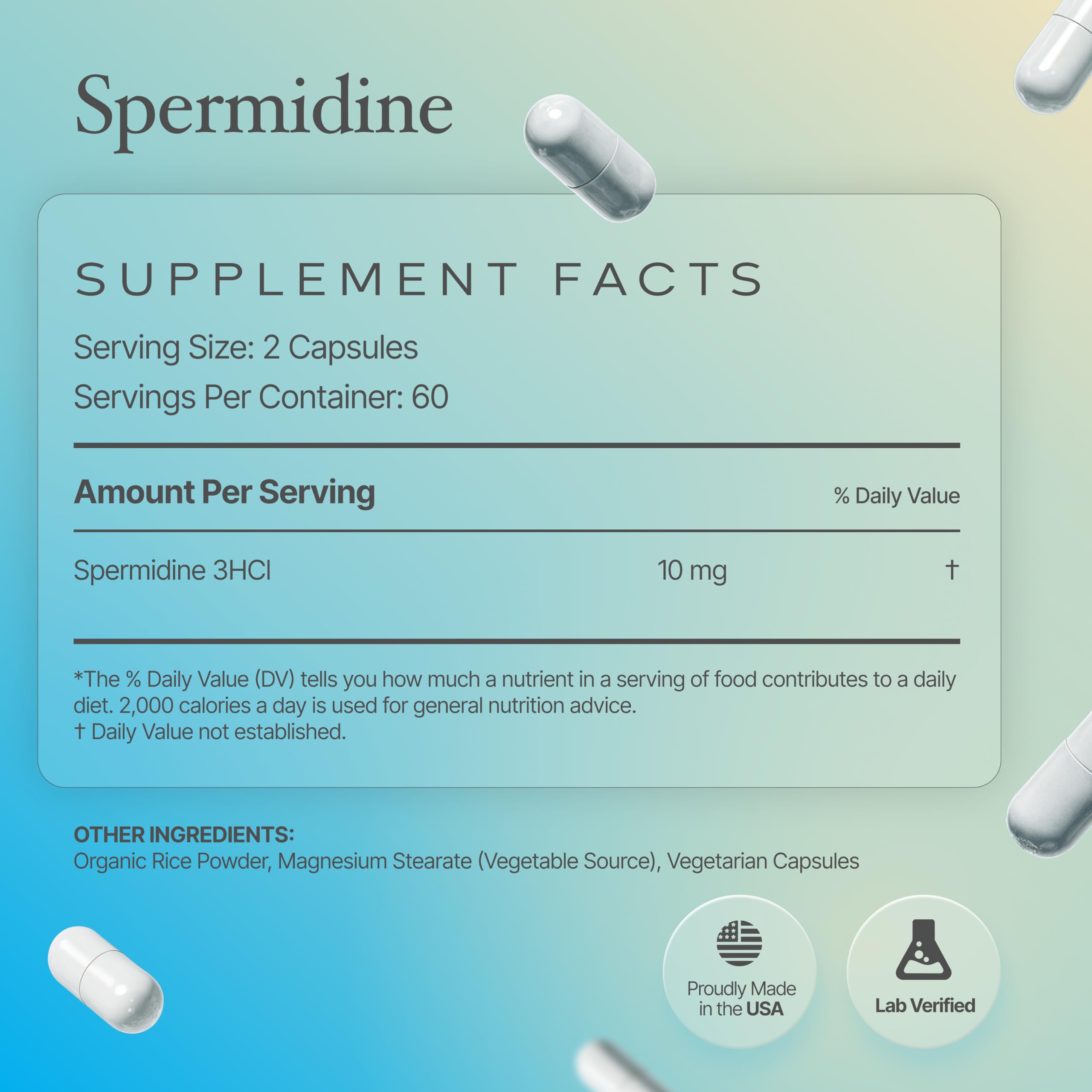 Prime Powders Spermidina: cápsulas fáciles de tragar para uso cotidiano.