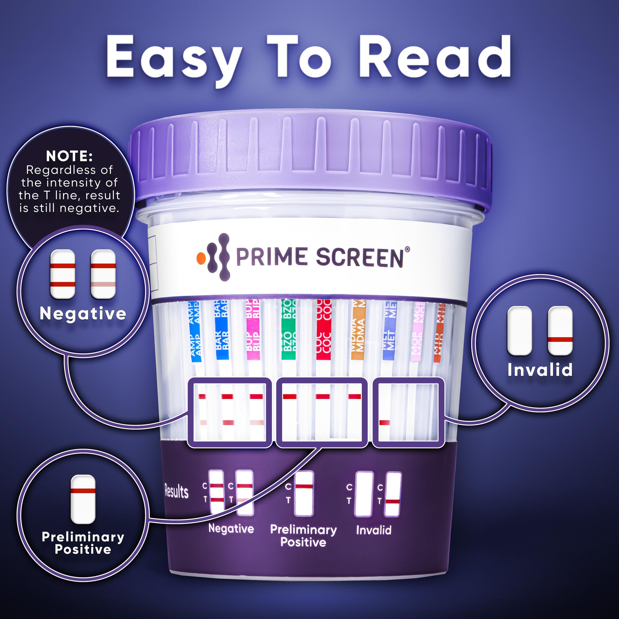 Prime Screen guantes desechables incluidos para higiene durante la prueba