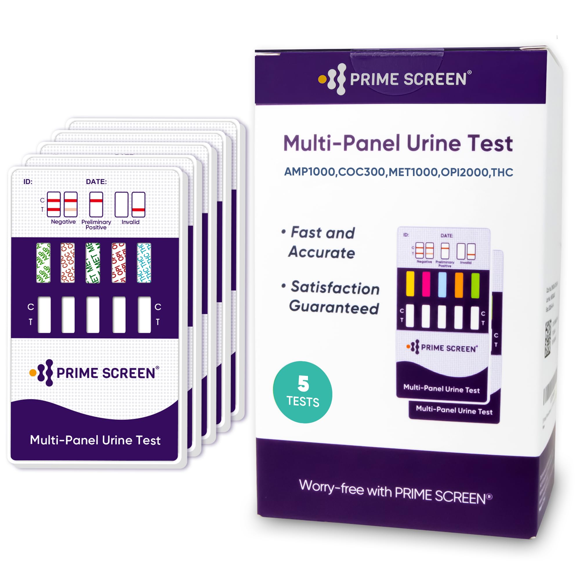 Prime Screen prueba-drogas-5-panel-urina, detección rápida para casa.