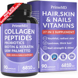 PrimeMD 27 en 1 frasco de cápsulas para brillo natural del cabello y piel