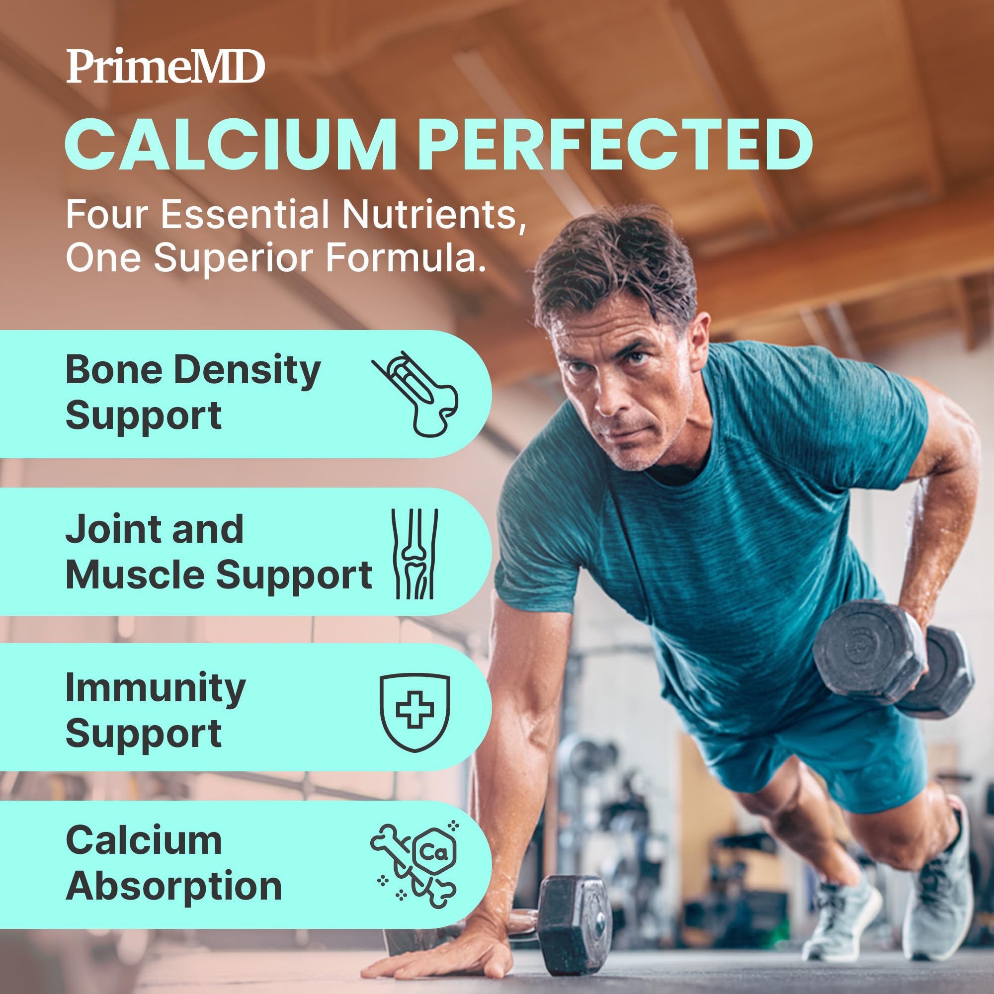 PrimeMD apoyo para huesos y corazón en una fórmula.
