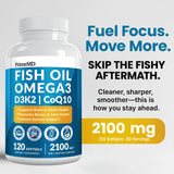 PrimeMD Omega3: botella limón, cápsulas de ingestión rápida para corazón y cerebro.