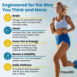 PrimeMD Omega3 con CoQ10 y D3-K2: etiqueta clara para energía celular.