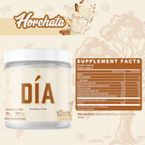 Primeval Labs DIA Horchata, etiqueta, mezcla ideal para entrenamientos y recargas.