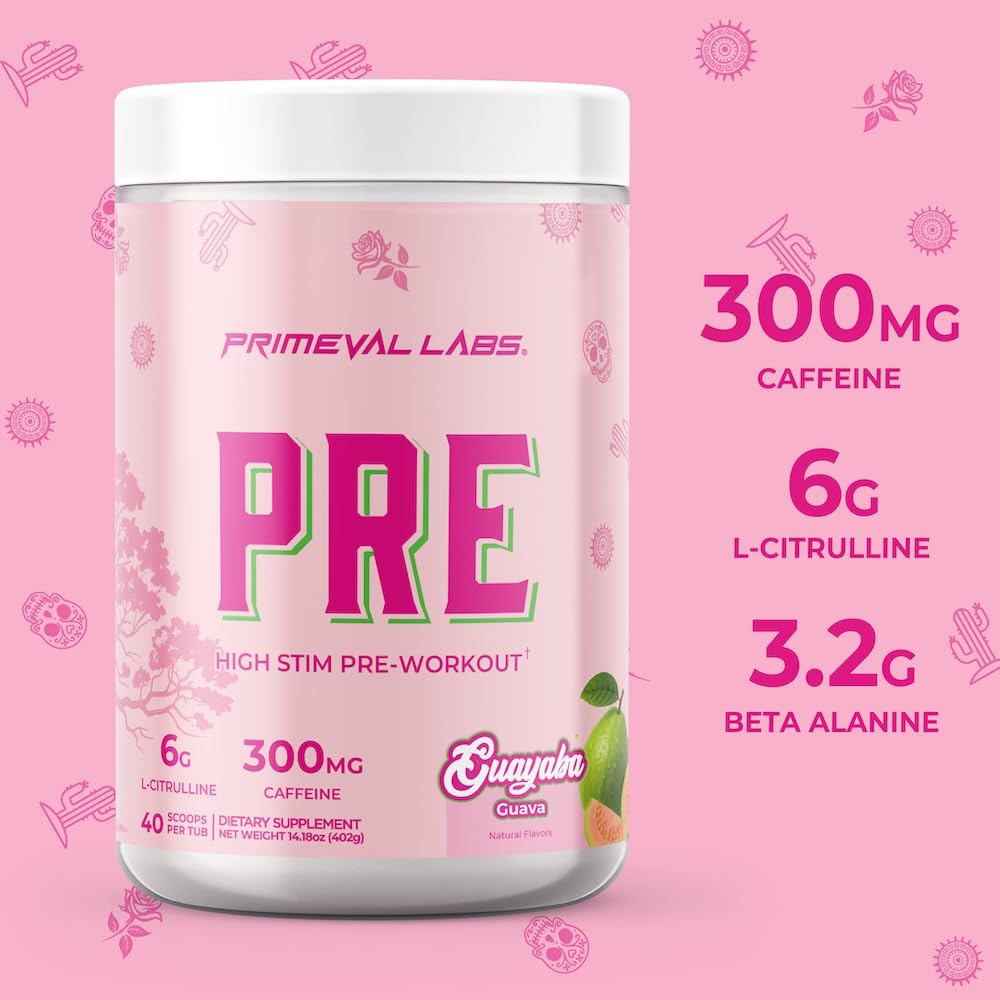 Primeval Labs PRE, etiqueta detallada para uso seguro y tolerancia.