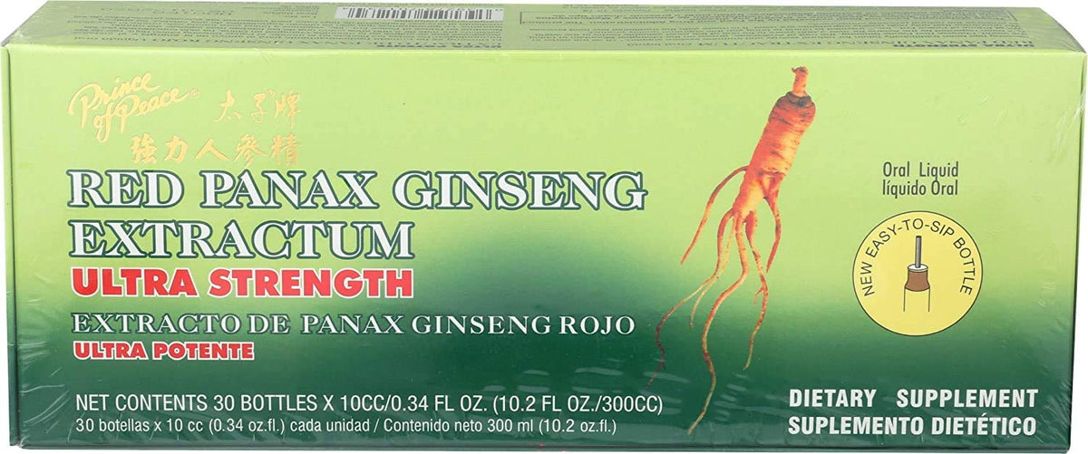 Príncipe de la Paz, botella de extracto Panax Rojo Ultra Fuerte para energía y enfoque.