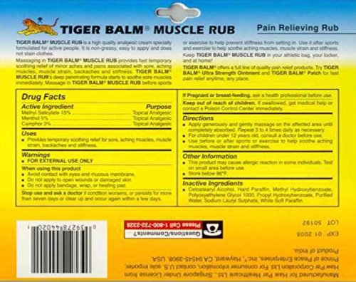 Prince Of Peace Tiger Balm Muscle Rub, textura suave para aplicación cómoda.