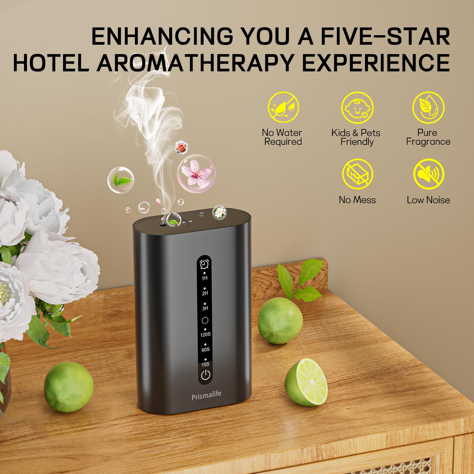 Prismalife difusor 3 niveles de rociado para aromas personalizados.