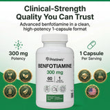 PRISTINE'S Benfotiamina 300 mg, dosis diaria, soporte para bienestar cotidiano.
