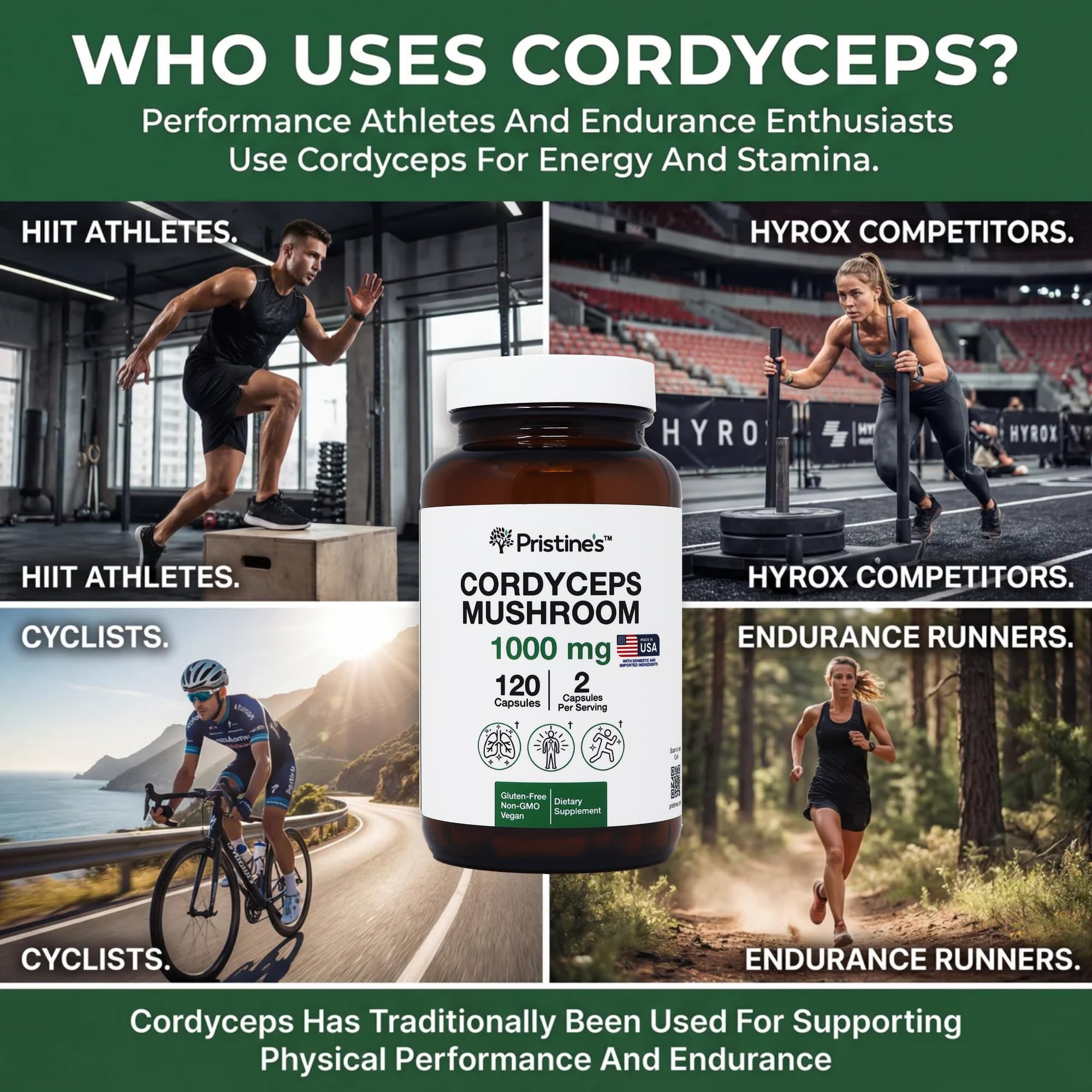 PRISTINE'S Cordyceps: antioxidantes que respaldan la vitalidad y envejecimiento saludable.