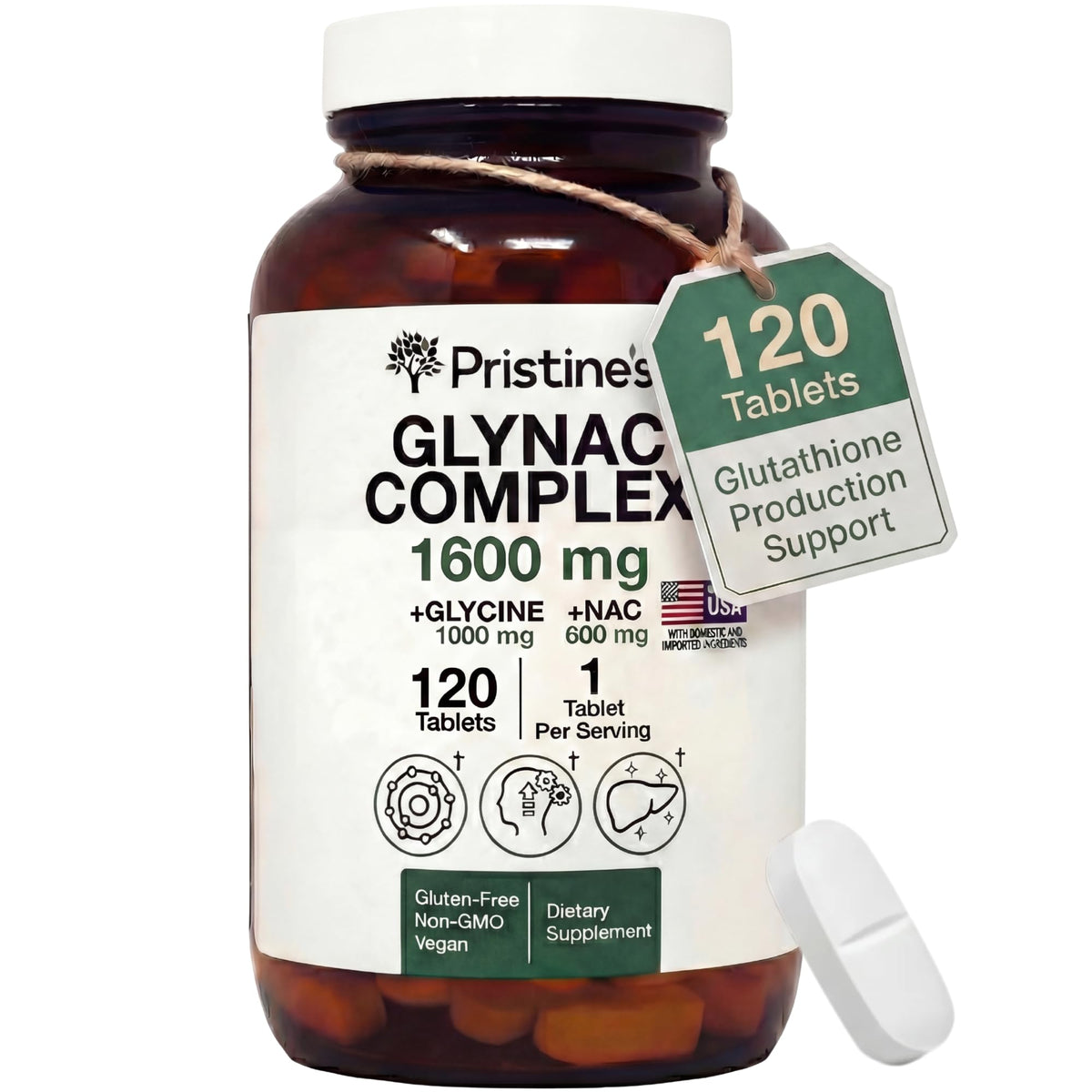 PRISTINE'S GlyNAC Complex: cápsulas glutatión, apoyo a la producción celular