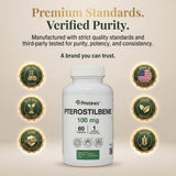 PRISTINE'S Pterostilbeno, caja de 60 días para una ingesta regular.