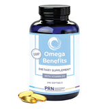 PRN Omega 3: botella de cápsulas suaves para uso diario y bienestar.