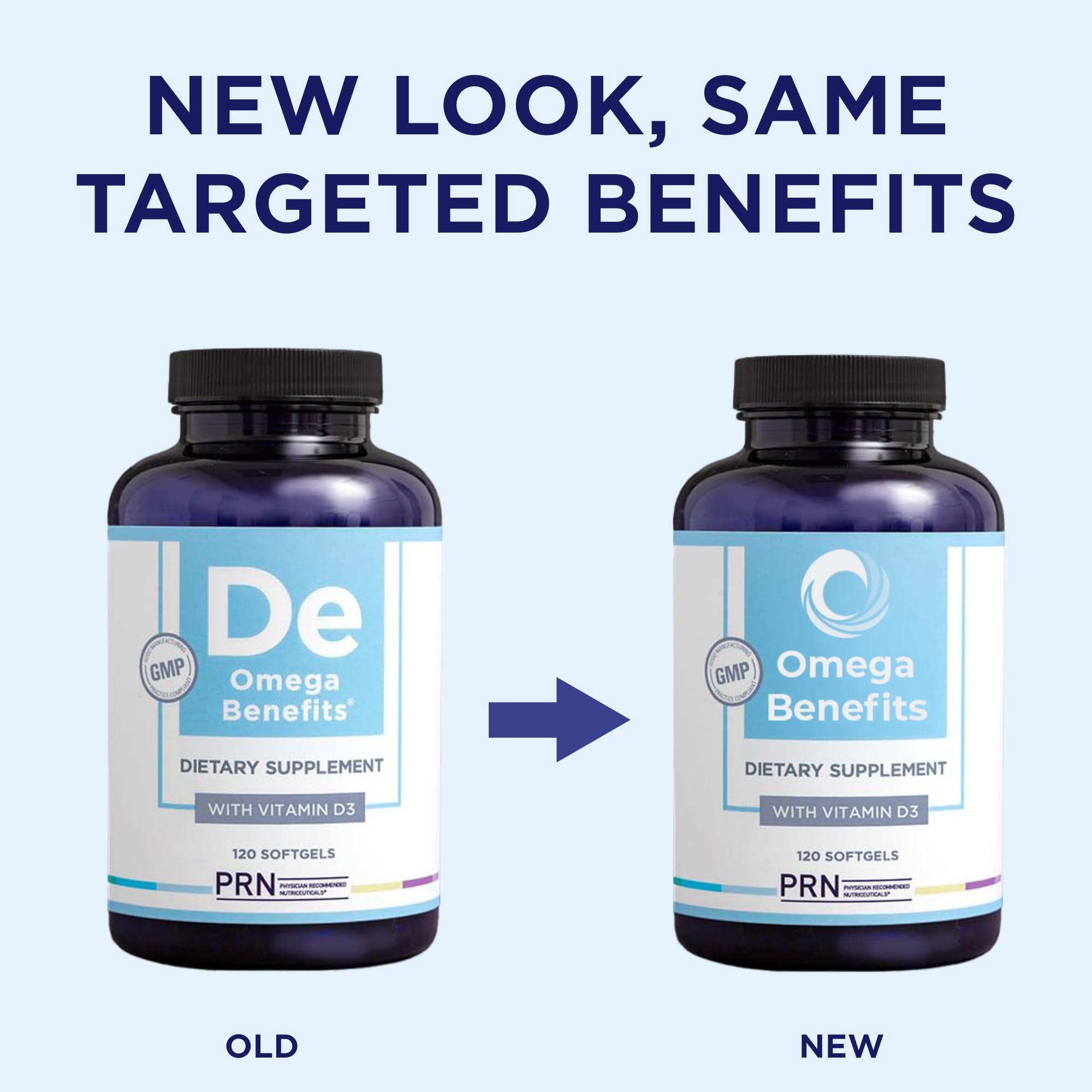 PRN Omega3: etiqueta del envase en primer plano.