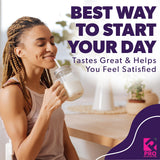 Cuchara medidora de PRO NUTRITION LABS para batido rápido de chocolate.