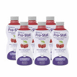 Pro-Stat botella de proteína líquida concentrada para mayor aporte proteico en volumen reducido.