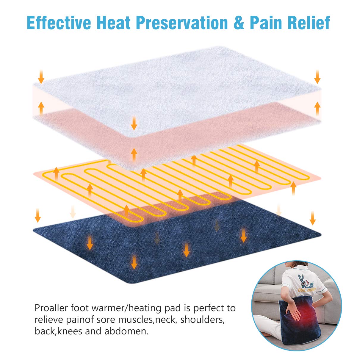 PROALLER calentador de pies con diseño de bolsillos para retener calor