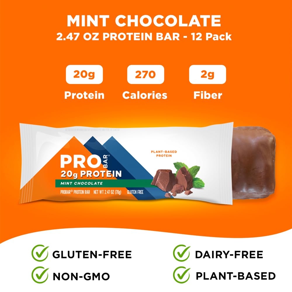PROBAR Barra Proteína Menta-Chocolate: en mano, impulso rápido y delicioso