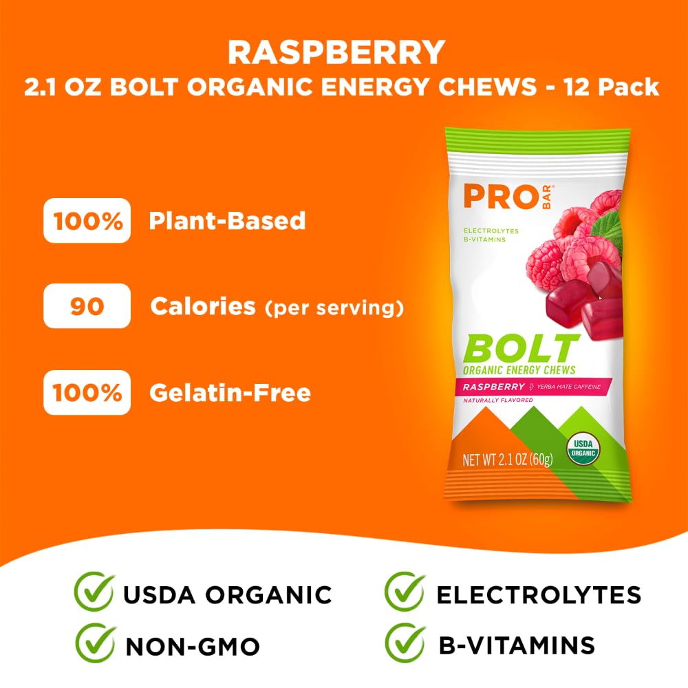 PROBAR BOLT gominolas frambuesa, vitaminas B y C para energía