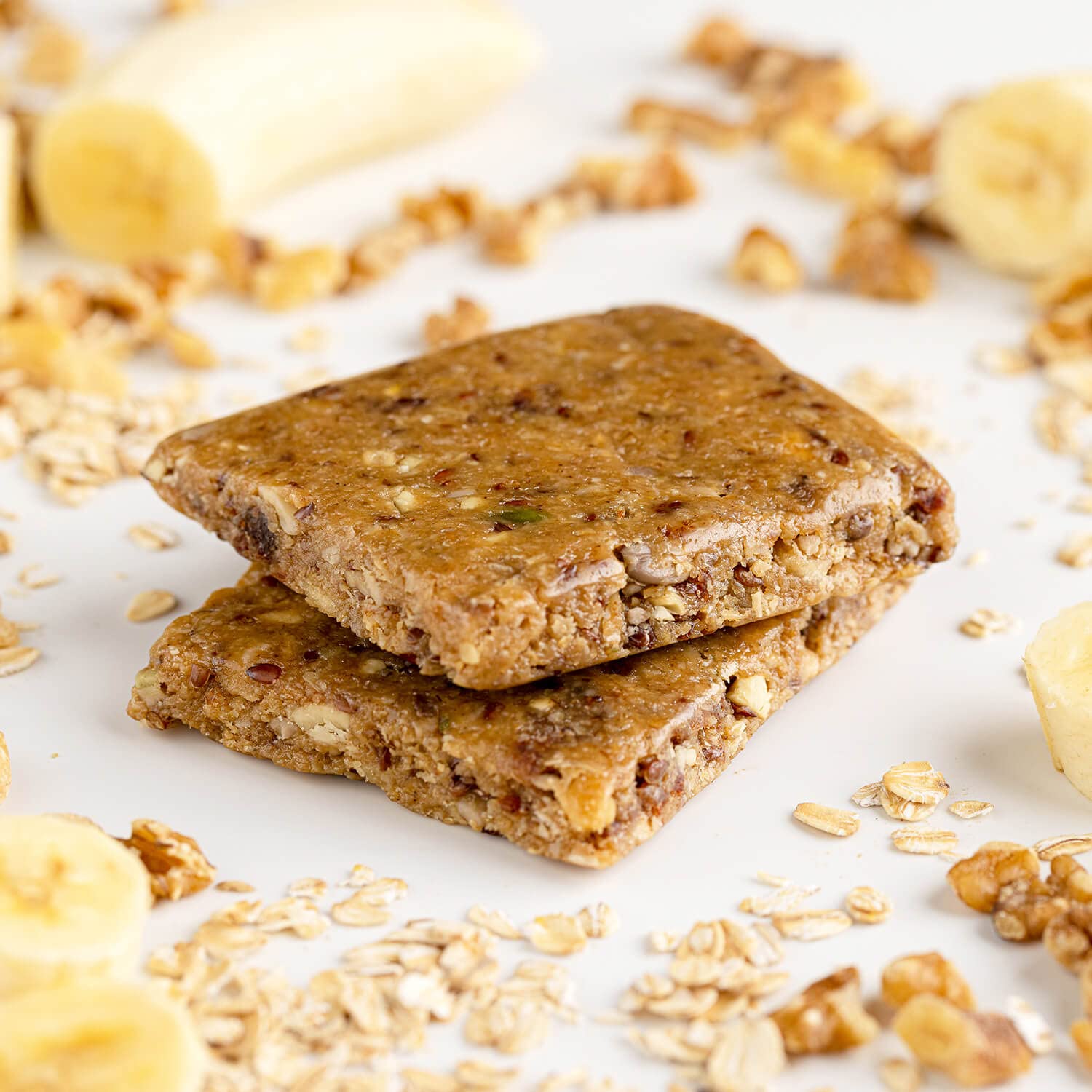 PROBAR MEAL platano-nueces: ingredientes naturales visibles para snack equilibrado.