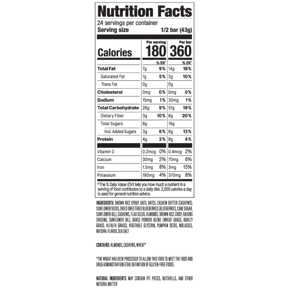 PROBAR MEAL Bar Superberry Greens, sabor afrutado con greens para snack diario.