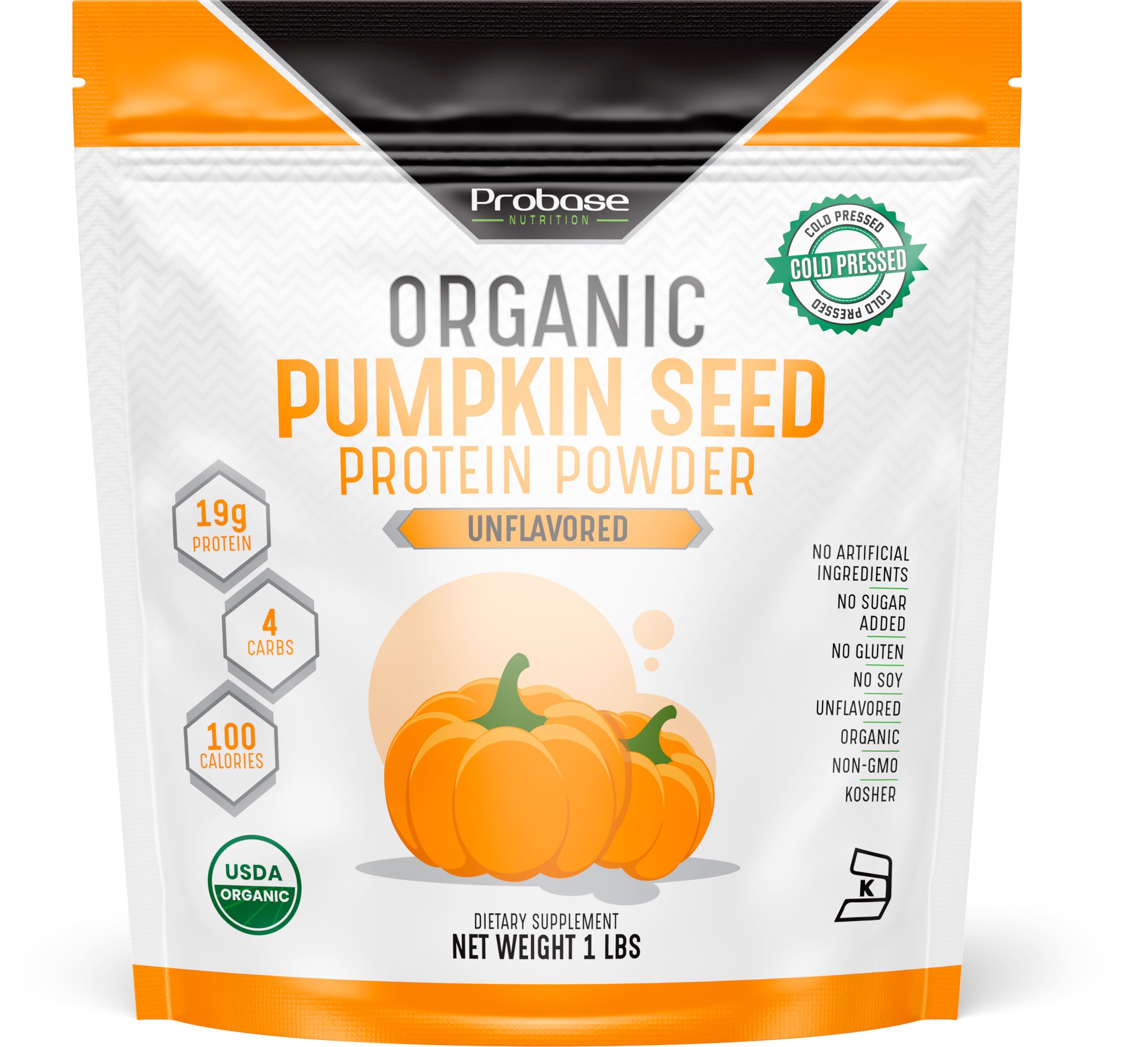 Proteína de calabaza de Probase Nutrition, bote de 1 lb, ideal para batidos.