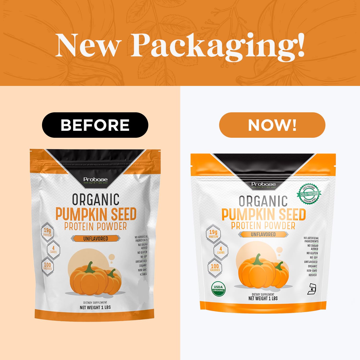 Proteína de calabaza Probase Nutrition para desayunos rápidos.