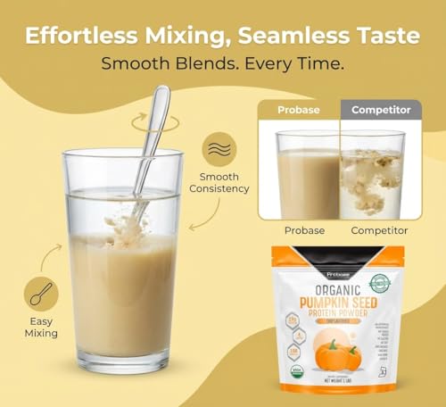 Mezcla de proteína de calabaza Probase Nutrition para smoothie cremoso.
