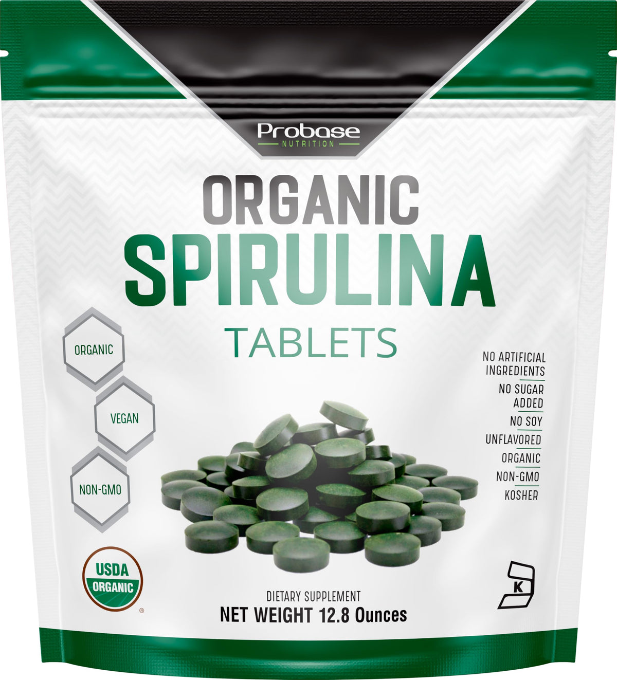 Probase Nutrition Spirulina orgánica 3000 mg botella: fuente vegetal de proteína y energía diaria