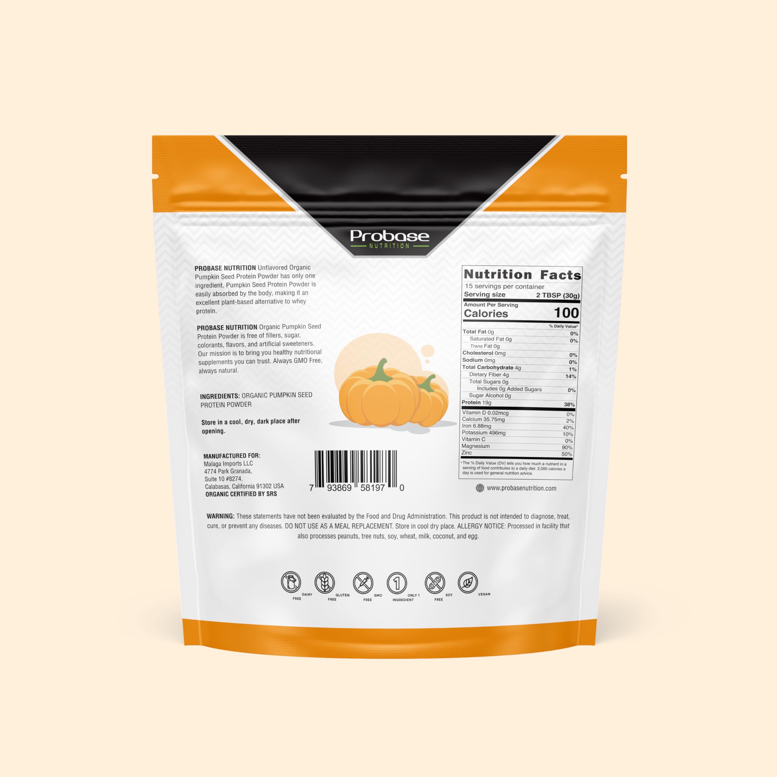 Proteína vegana Probase Nutrition sin rellenos para estilo de vida activo.