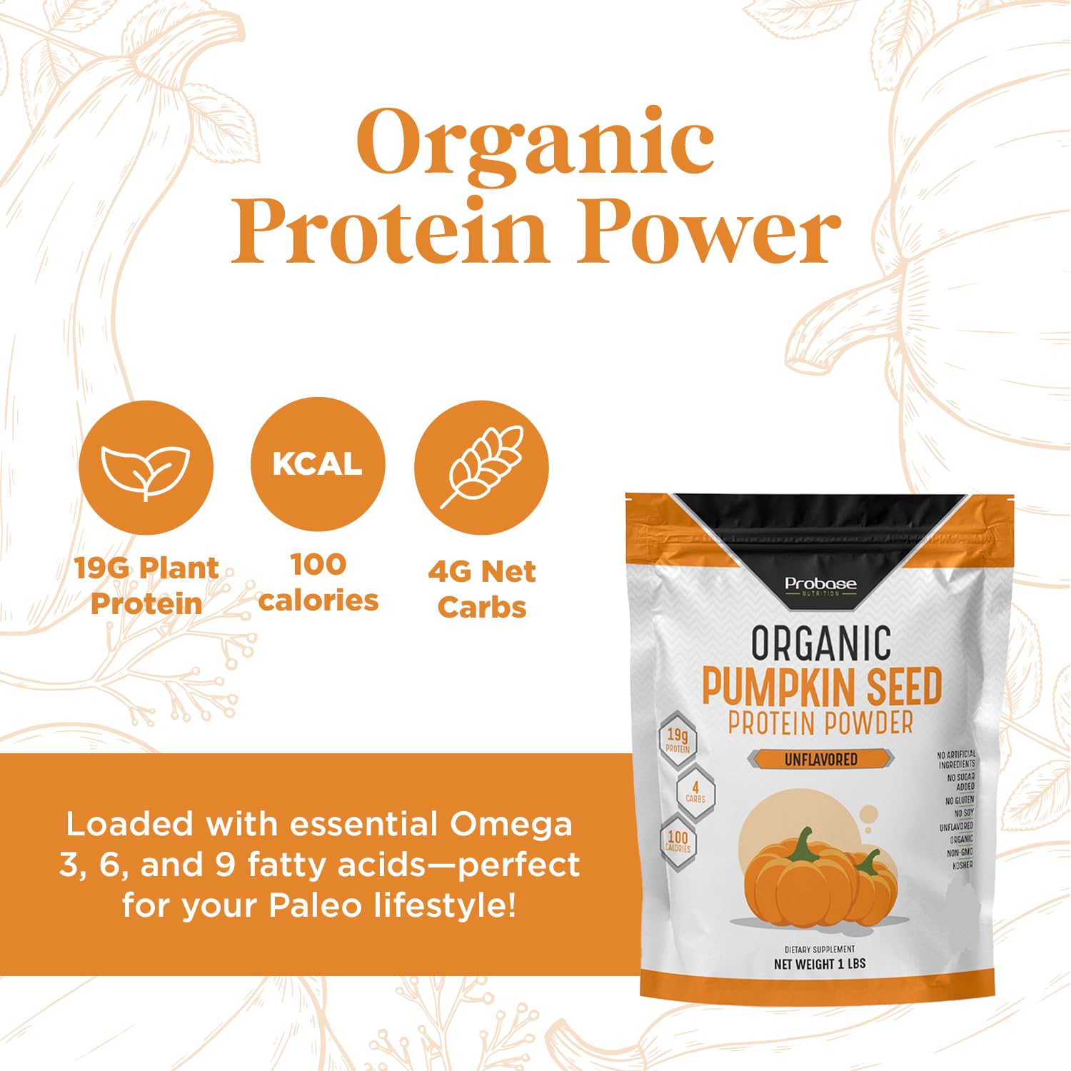 Proteína vegana Probase Nutrition con zinc y magnesio para dieta equilibrada.