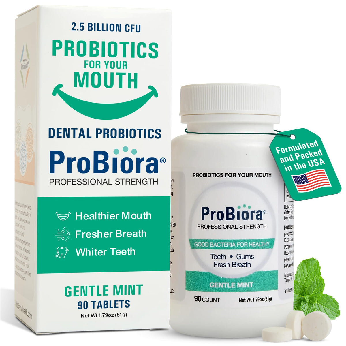 ProBiora Health, tableta profesional para dientes y encías, aliento más fresco.
