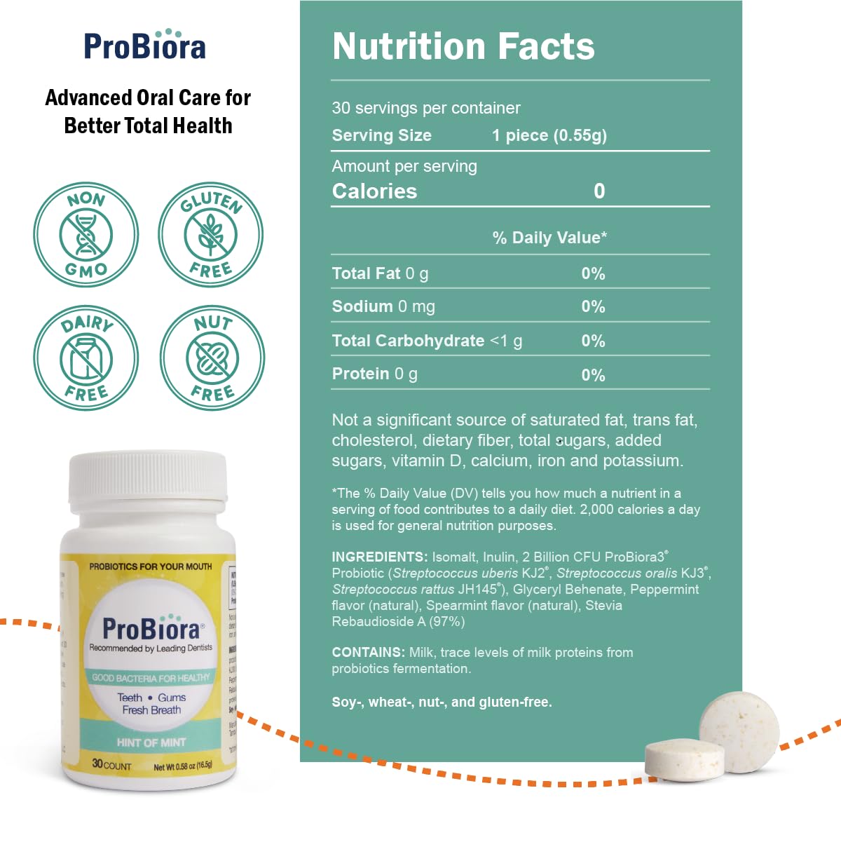 ProBiora Health sonrisa más brillante con uso regular.