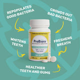 ProBiora Health tableta dental sobre paladar, uso diario para higiene bucal.
