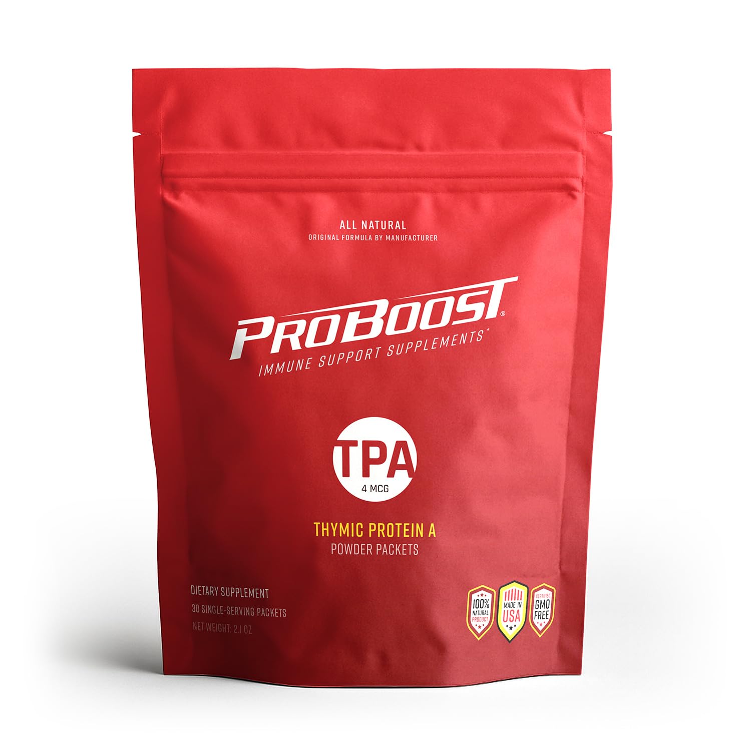 ProBoost proteina tímica A en paquetes, fácil de usar en la rutina diaria.