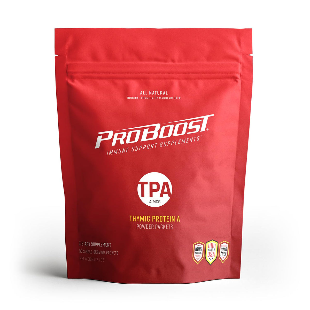 ProBoost proteina tímica A en paquetes, fácil de usar en la rutina diaria.