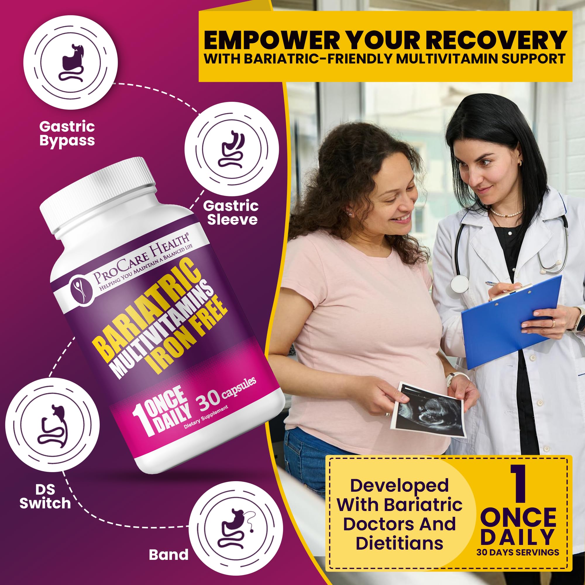ProCare Health capsulas vegetales de disolución rápida para digestión suave.
