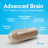 Procera Advanced Brain, frasco sobre mesa, ideal para rutinas diarias.