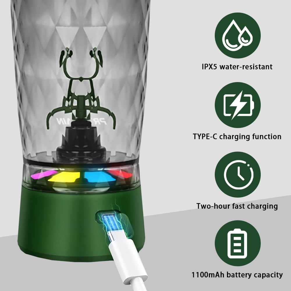 PROCHAIN batidor eléctrico con compartimento de polvo independiente para suplementos.