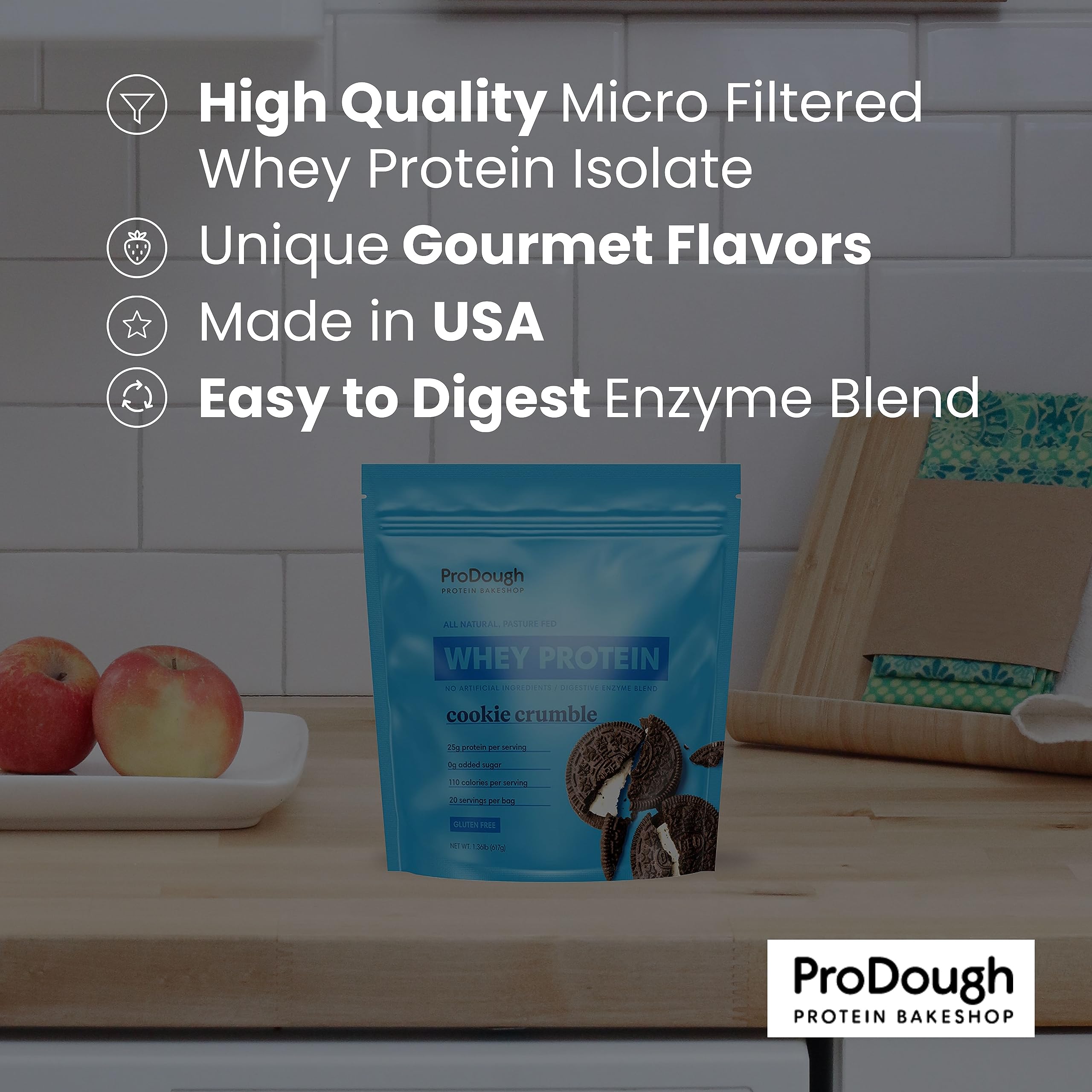 ProDough fácil de preparar con una porción y líquido frío