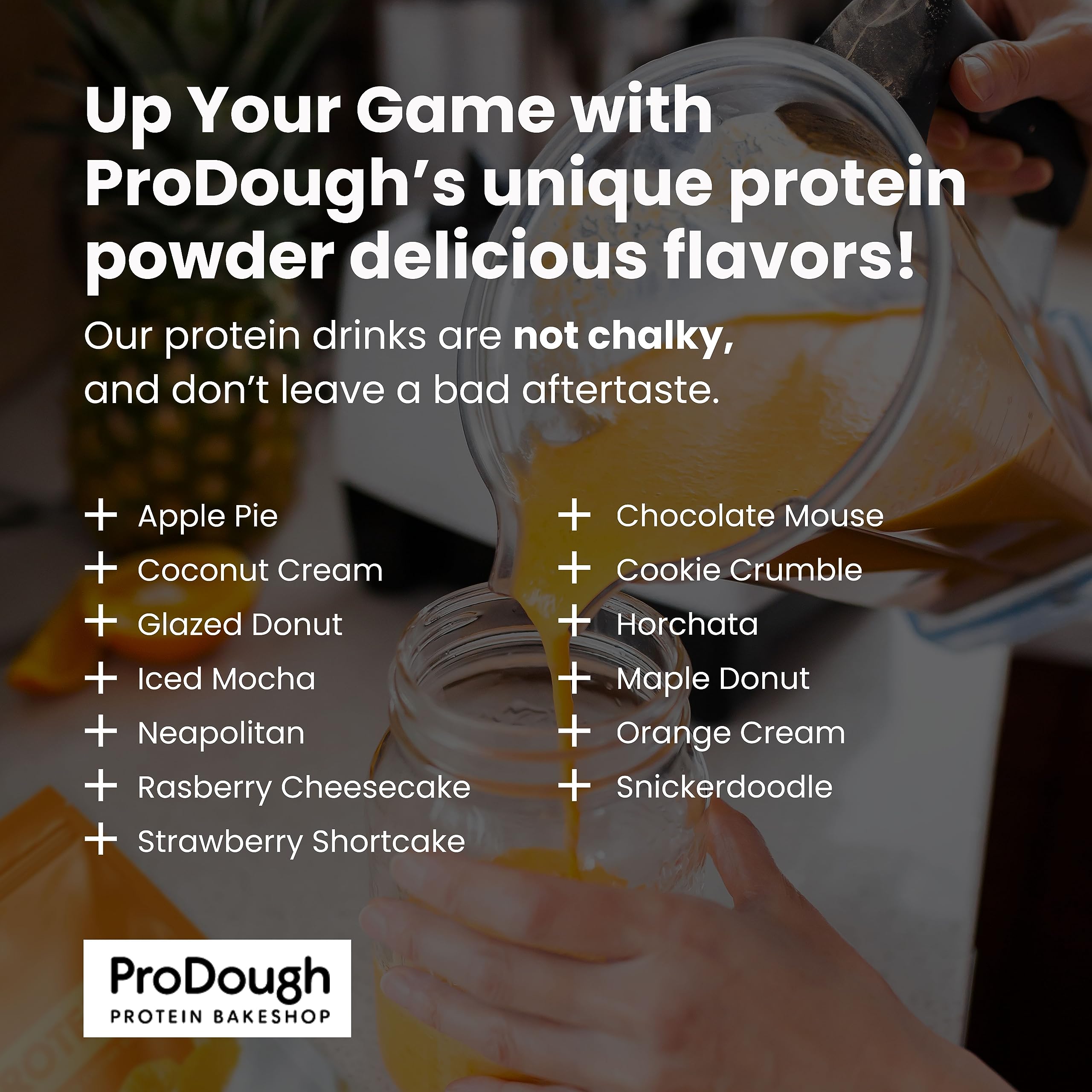 ProDough, porciones 20 por bolsa, aporta control de cantidad para cada batido.