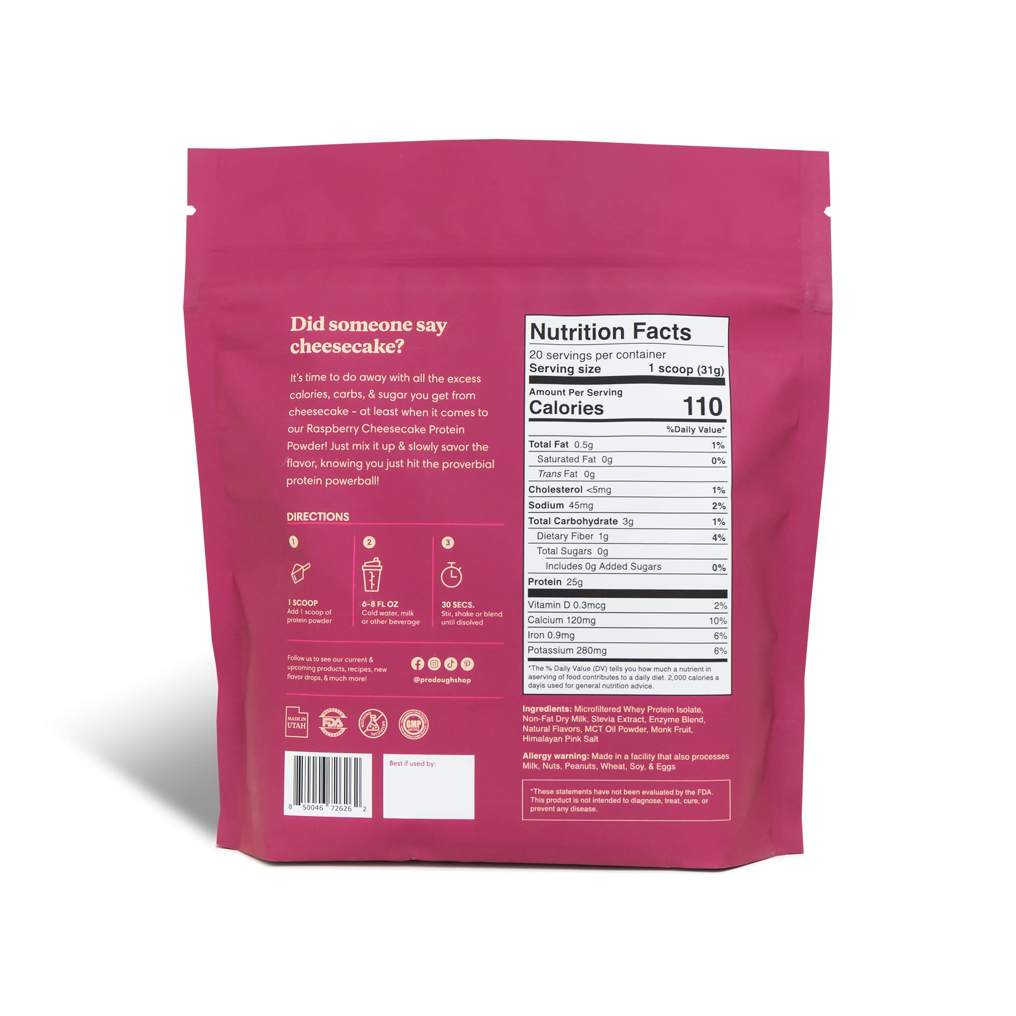 ProDough 25 g de proteína por porción para recuperación muscular diaria