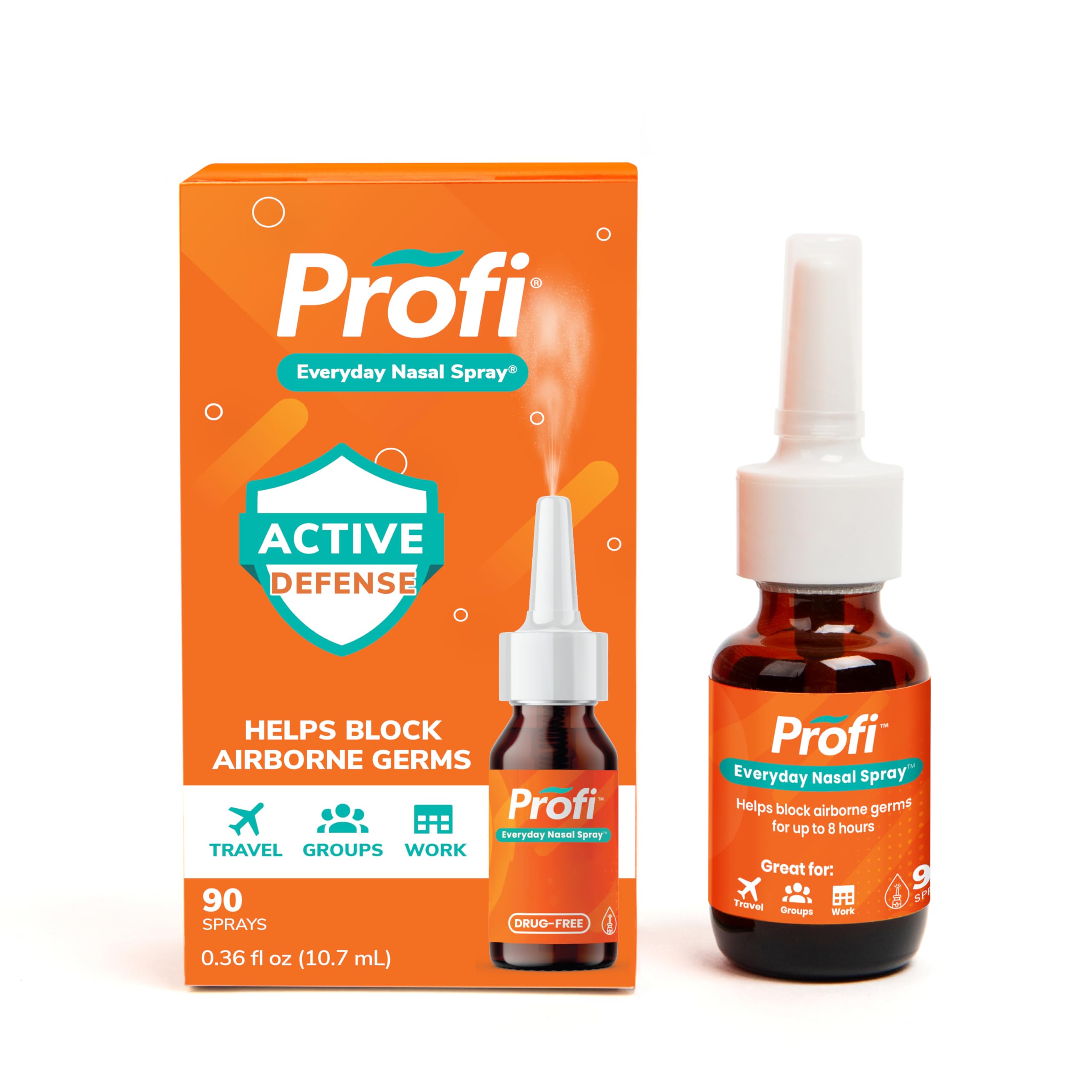 Spray nasal Profi defensa de aire: protege la respiración en viajes y multitudes.