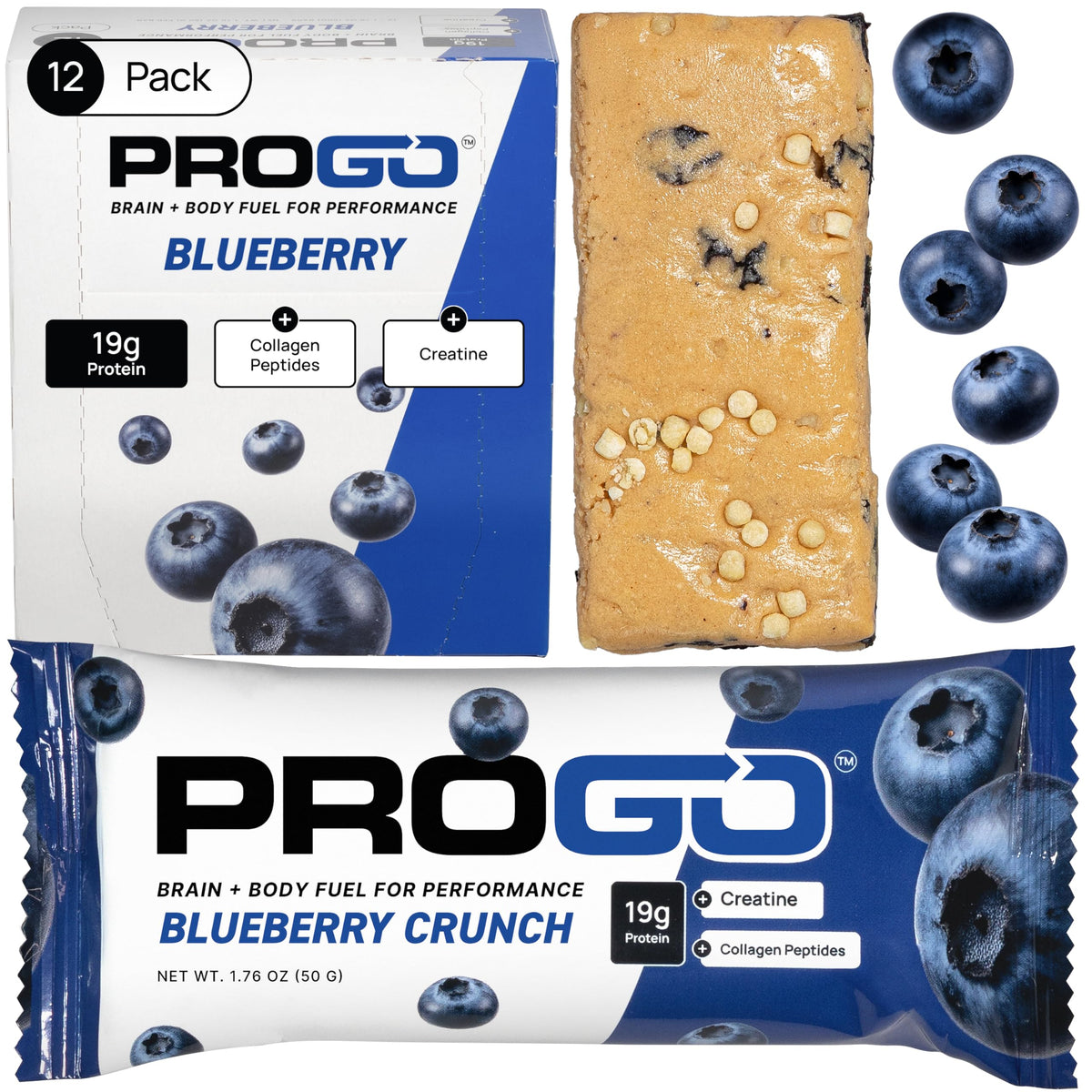 ProGo barra proteína arandano crujiente: energía limpia para entrenamientos.