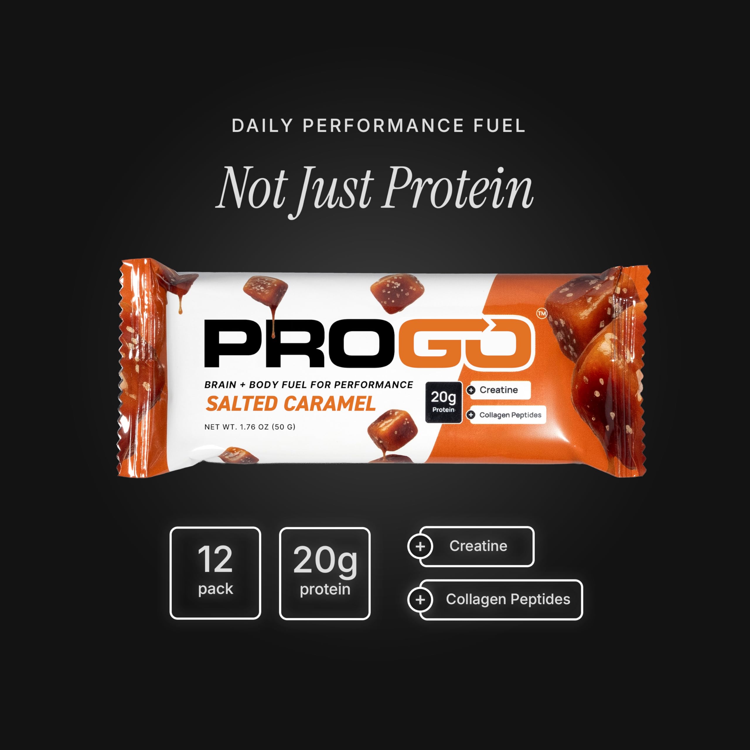 Barra ProGo: ingredientes clave como proteína aislada y colágeno para articulaciones.