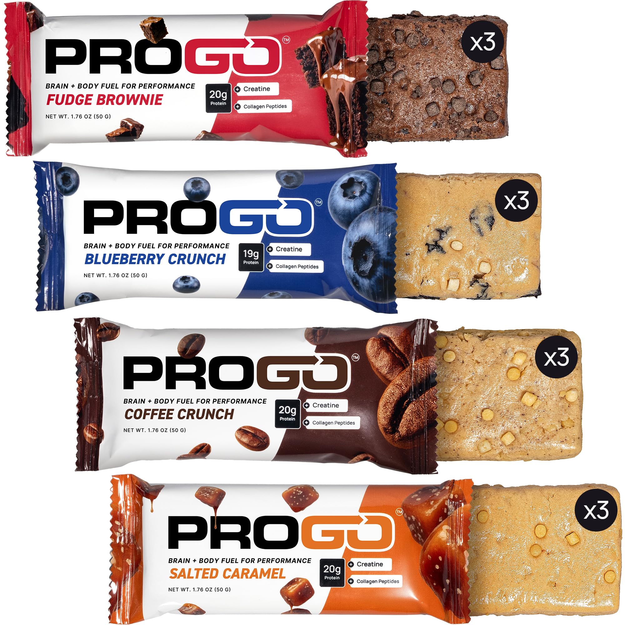 ProGo Protein Bars en caja de 12 barras para energía diaria y rendimiento