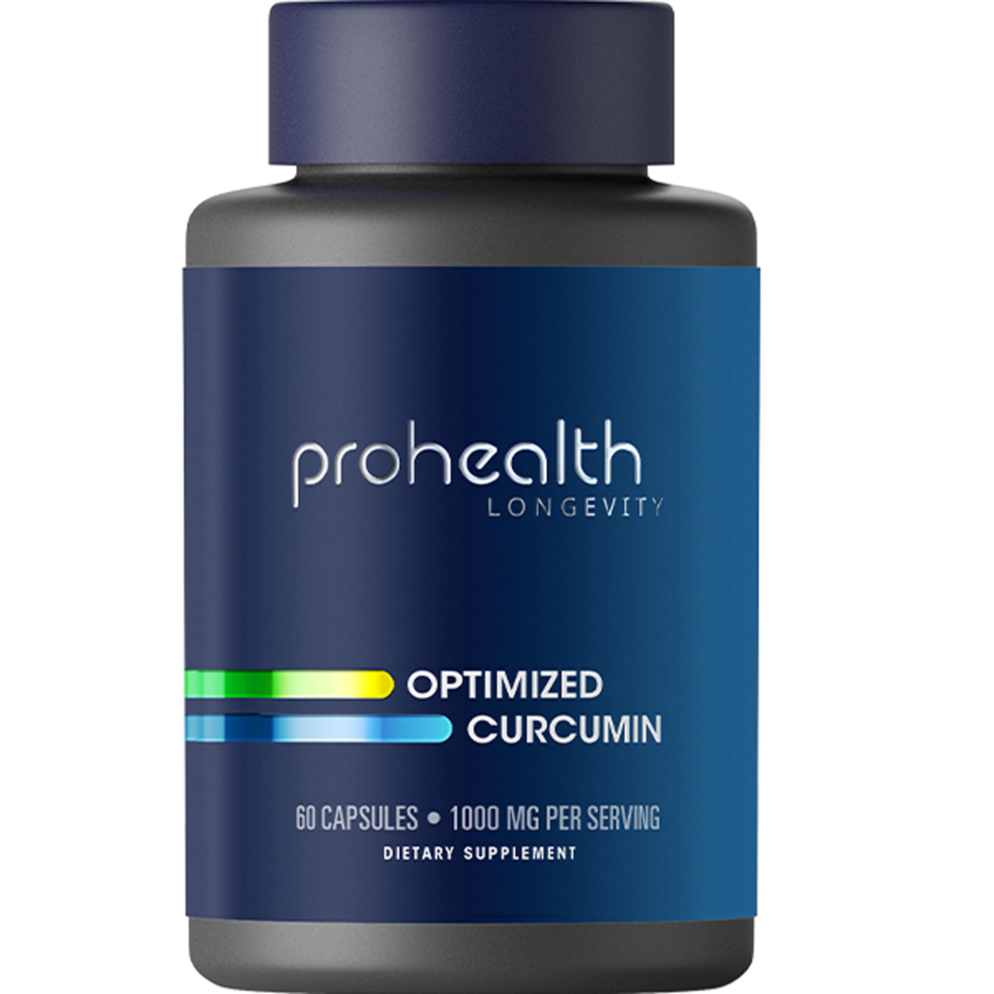 ProHealth Curcuma Curcumin cápsulas en bote frente, uso diario fácil.