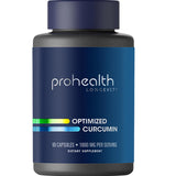 ProHealth Curcuma Curcumin cápsulas en bote frente, uso diario fácil.